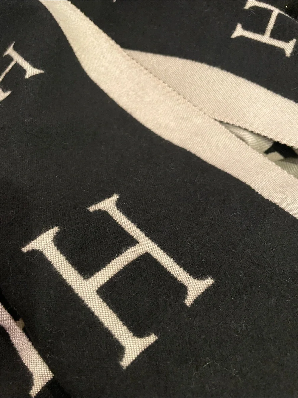 Luxury Black & Cream Soft Scarf with Horse and Carriages Motif